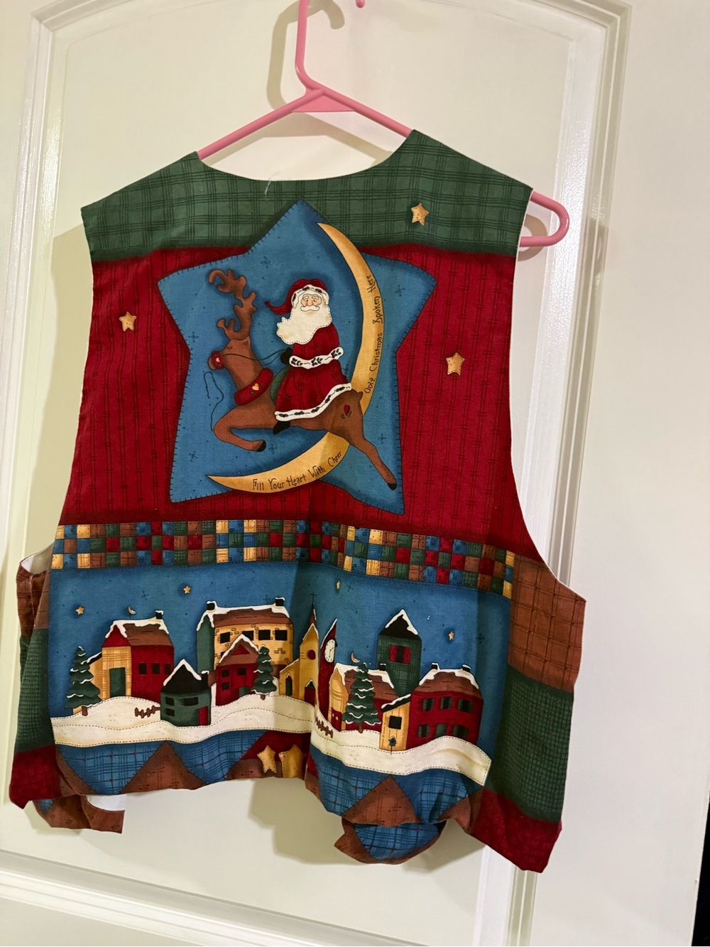 Festive Holiday Patchwork Vest - Red, Green, Blue - Picture 2 of 2